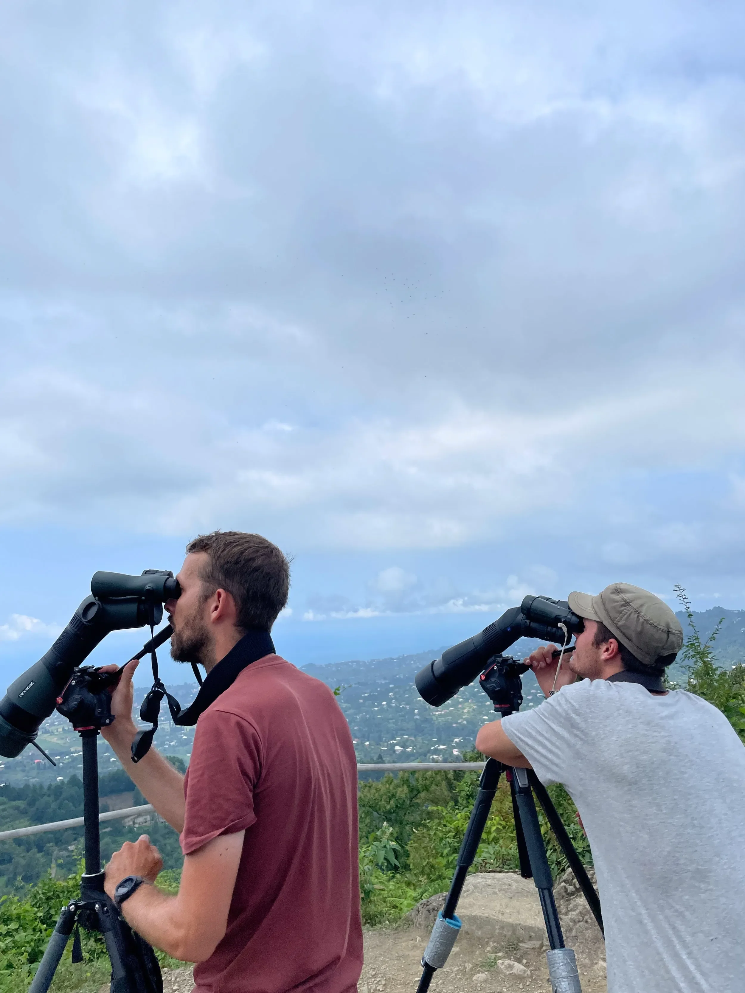 Behind-the-scenes photo from the 2023 Batumi Raptor Count autumn season