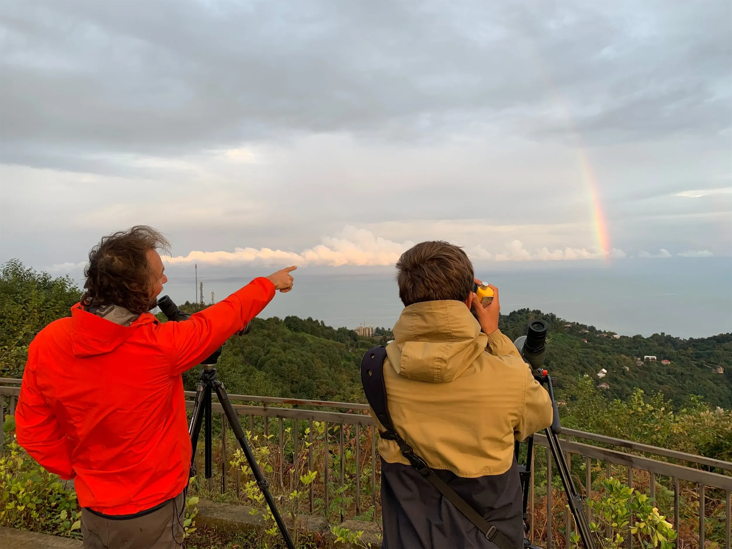 Behind-the-scenes photo from the 2021 Batumi Raptor Count autumn season