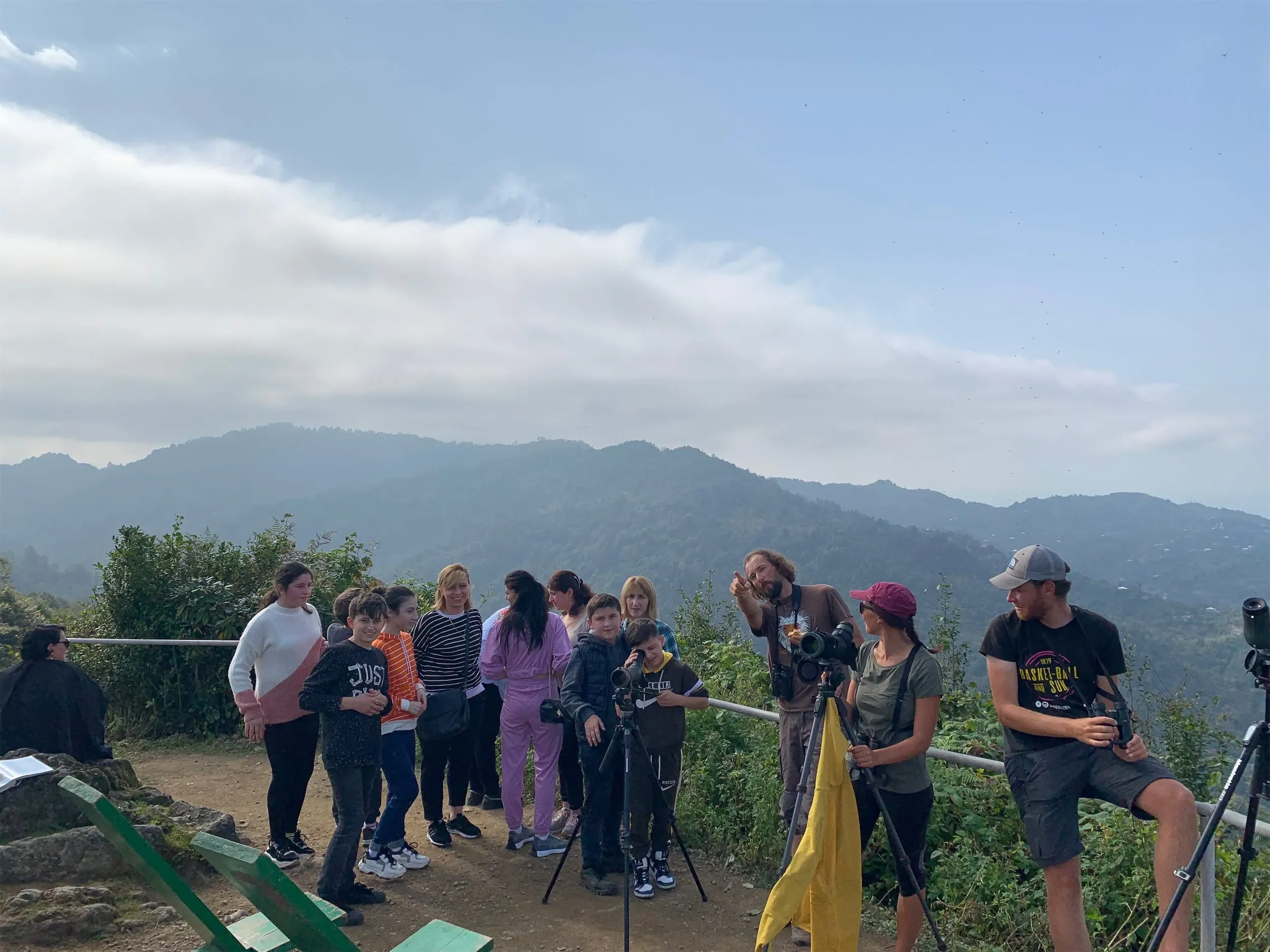 Behind-the-scenes photo from the 2021 Batumi Raptor Count autumn season