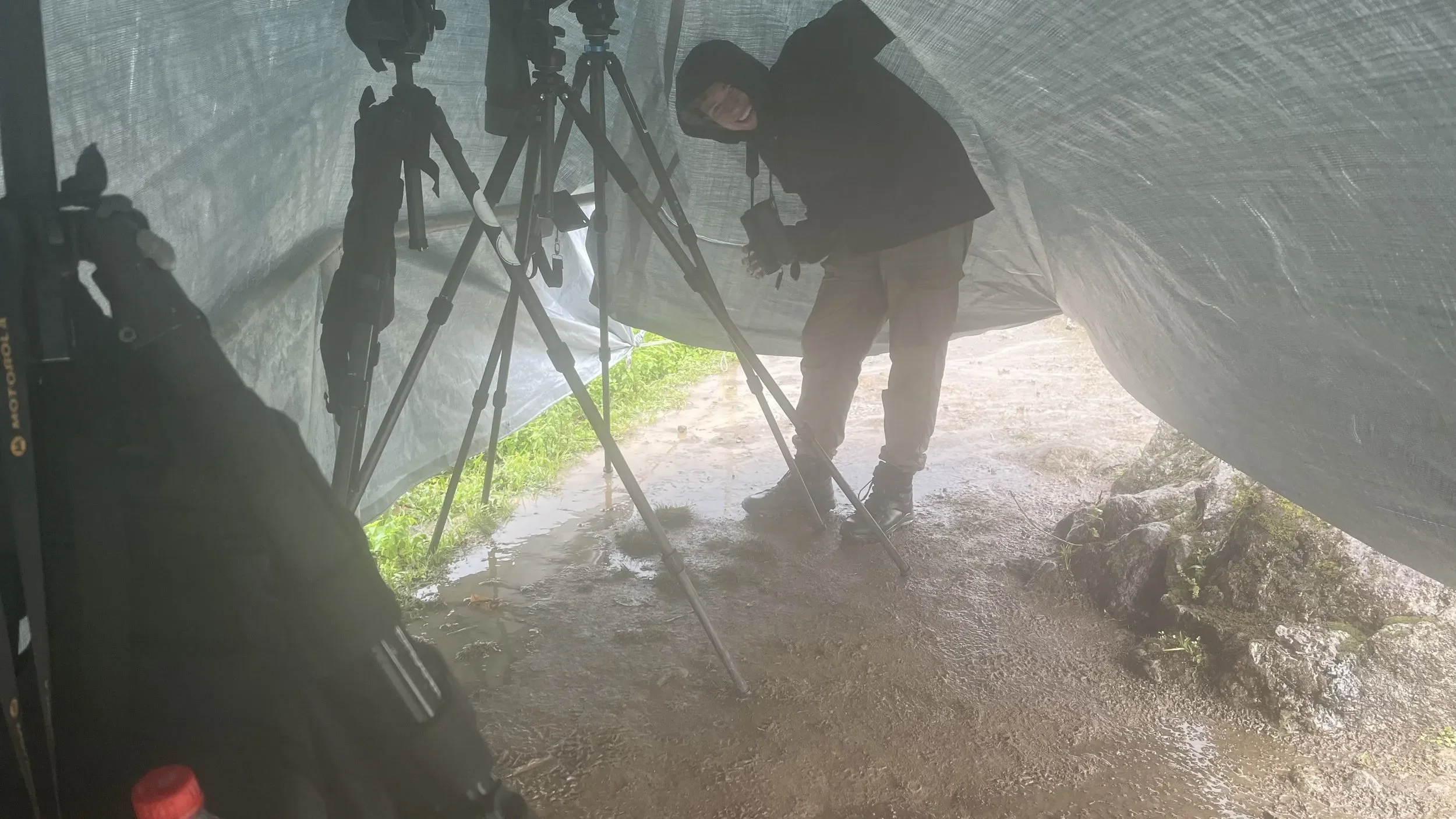 Behind-the-scenes photo from the 2023 Batumi Raptor Count autumn season