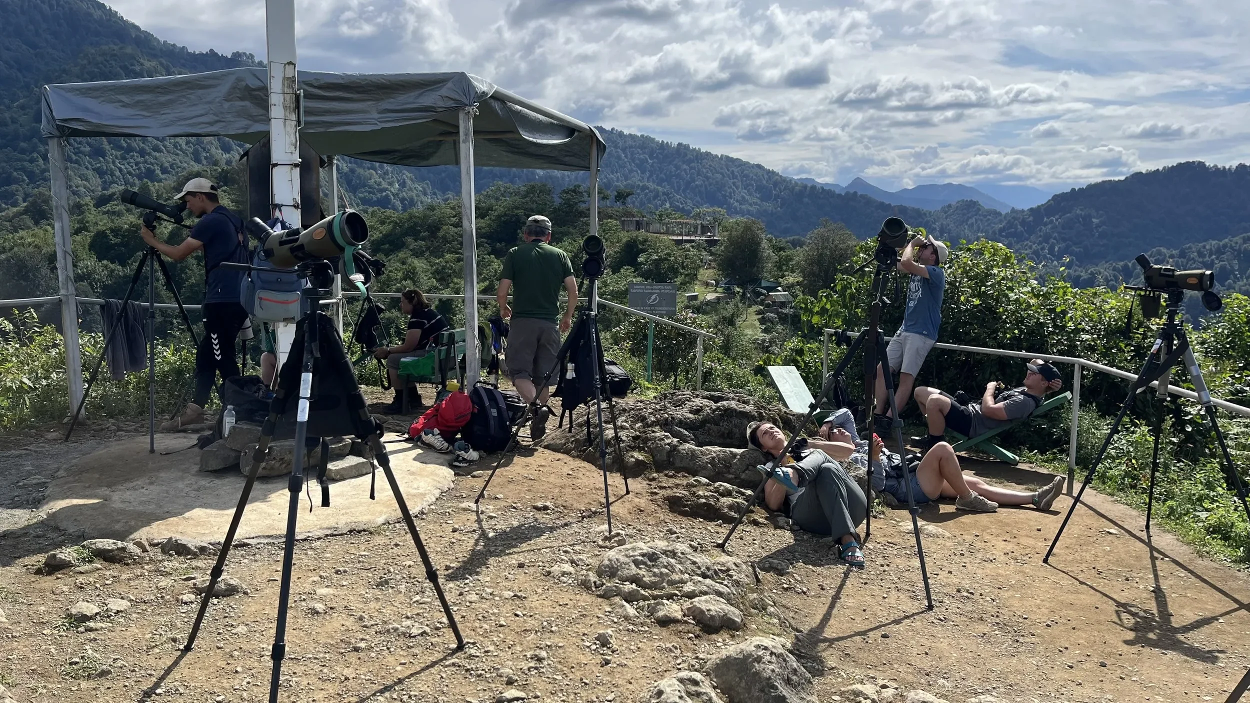 Behind-the-scenes photo from the 2023 Batumi Raptor Count autumn season