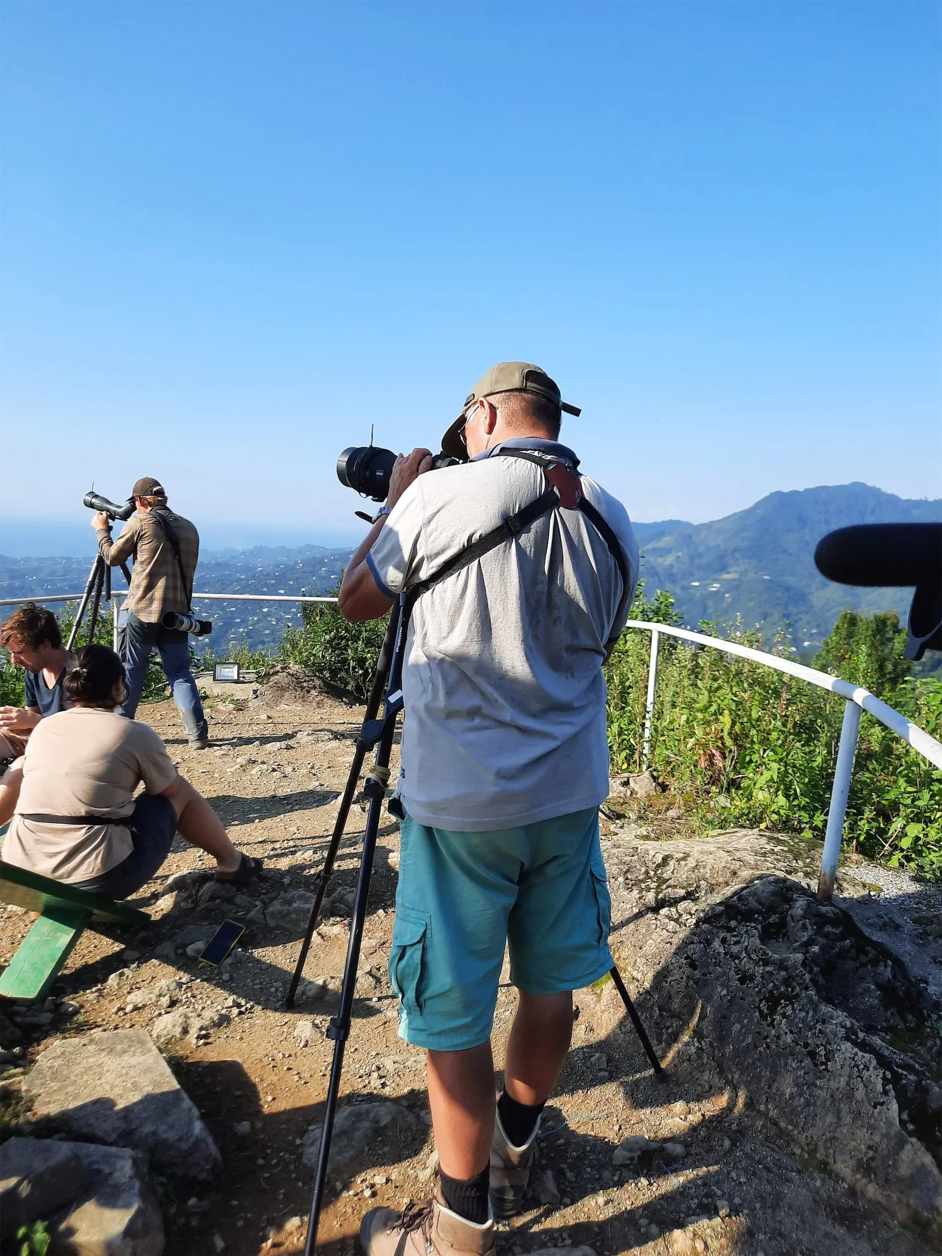 Behind-the-scenes photo from the 2021 Batumi Raptor Count autumn season