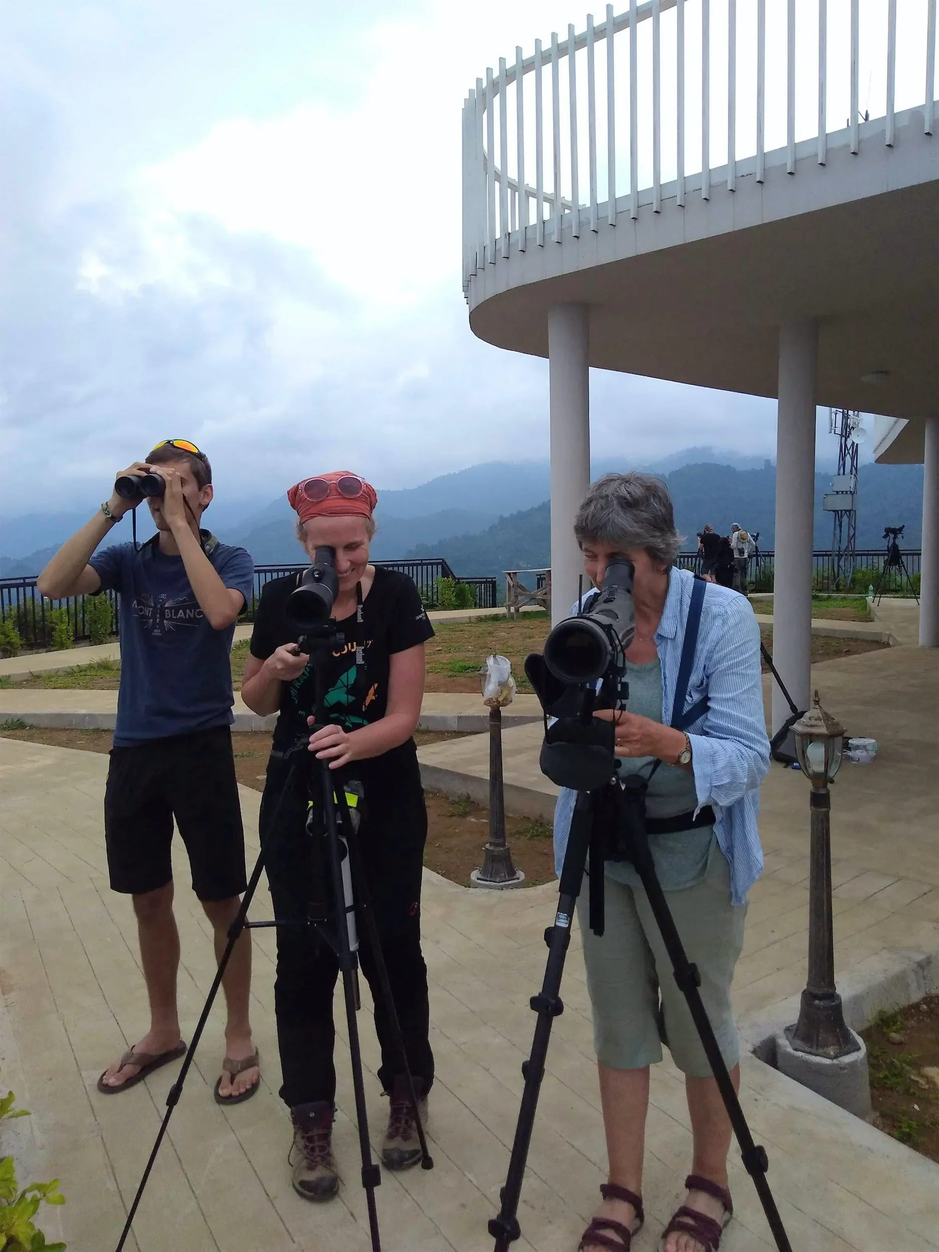 Behind-the-scenes photo from the 2019 Batumi Raptor Count autumn season
