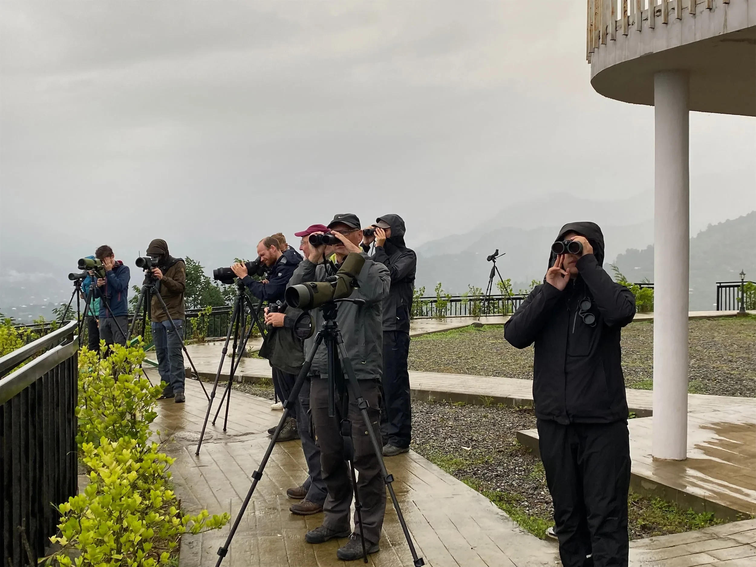 Behind-the-scenes photo from the 2021 Batumi Raptor Count autumn season