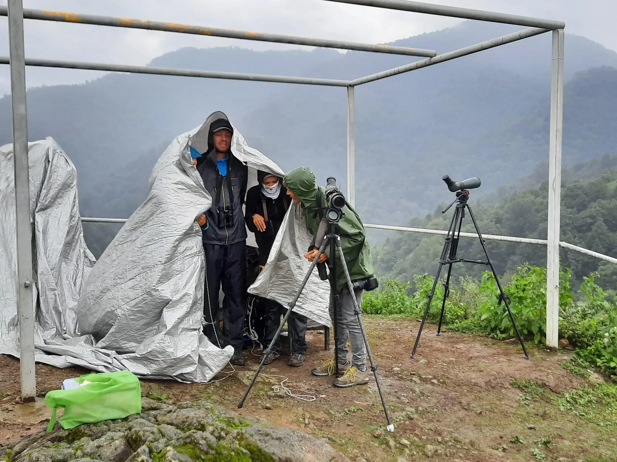 Behind-the-scenes photo from the 2021 Batumi Raptor Count autumn season
