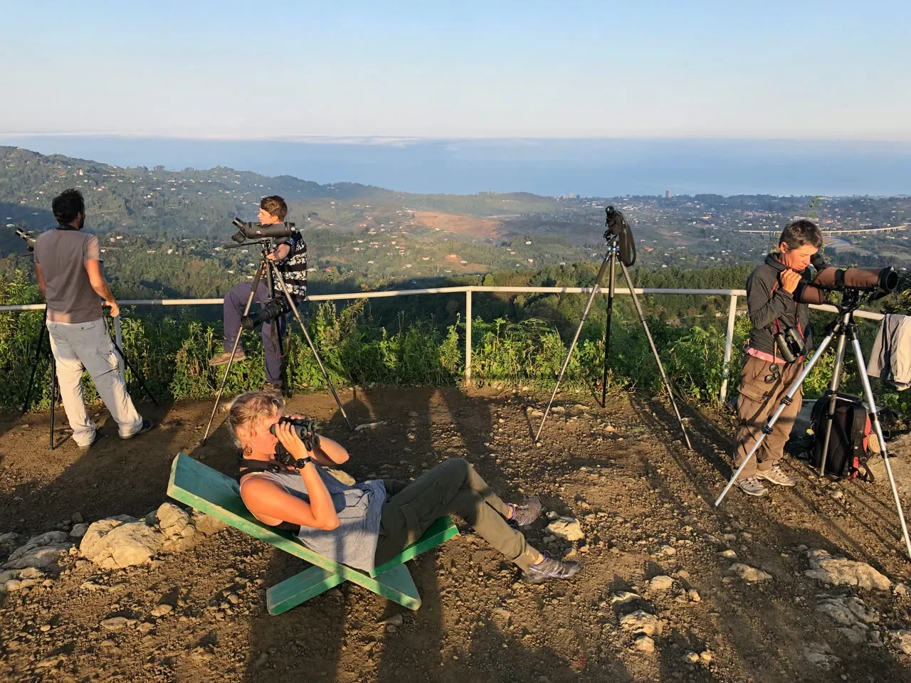 Behind-the-scenes photo from the 2019 Batumi Raptor Count autumn season