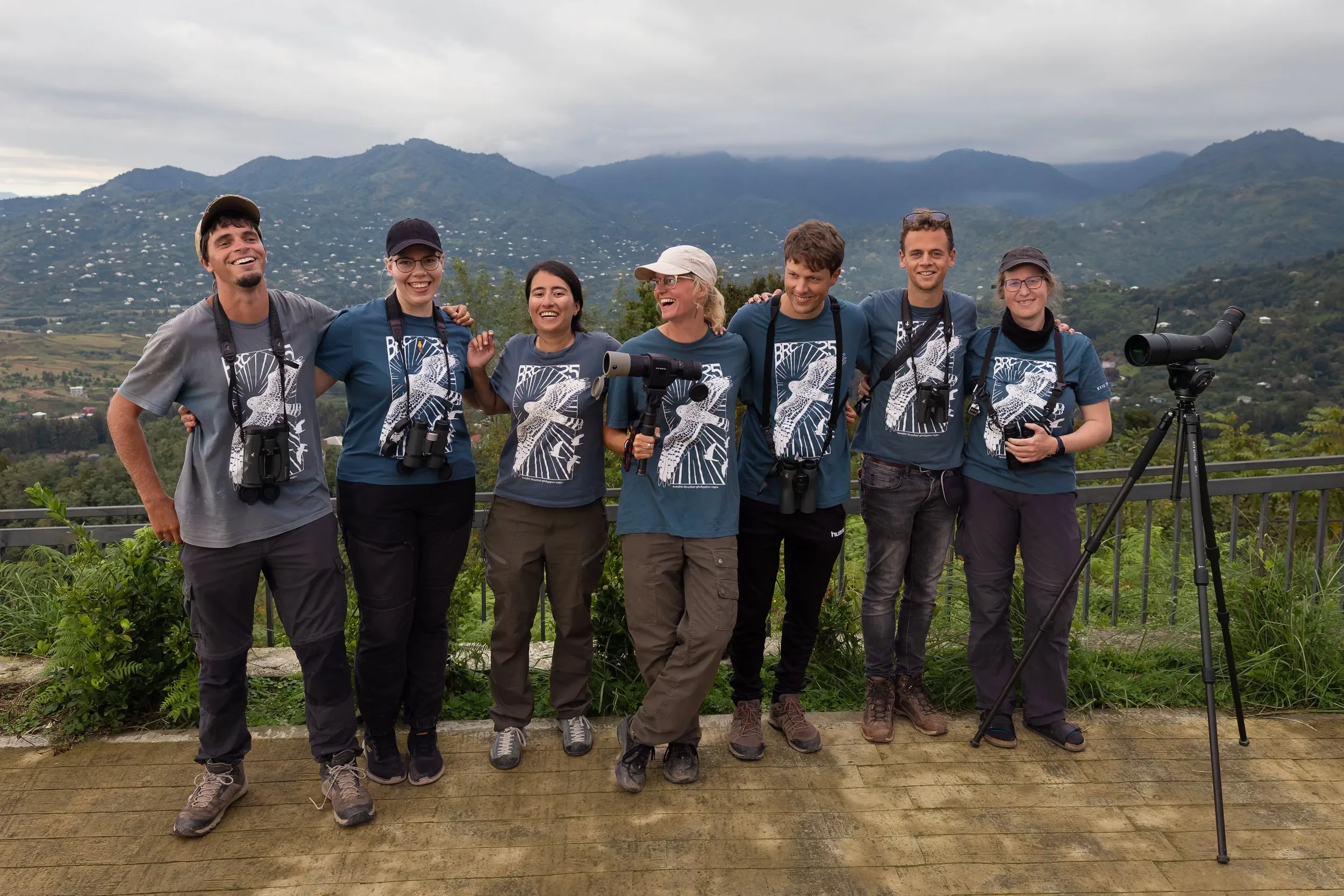 Behind-the-scenes photo from the 2025 Batumi Raptor Count autumn season
