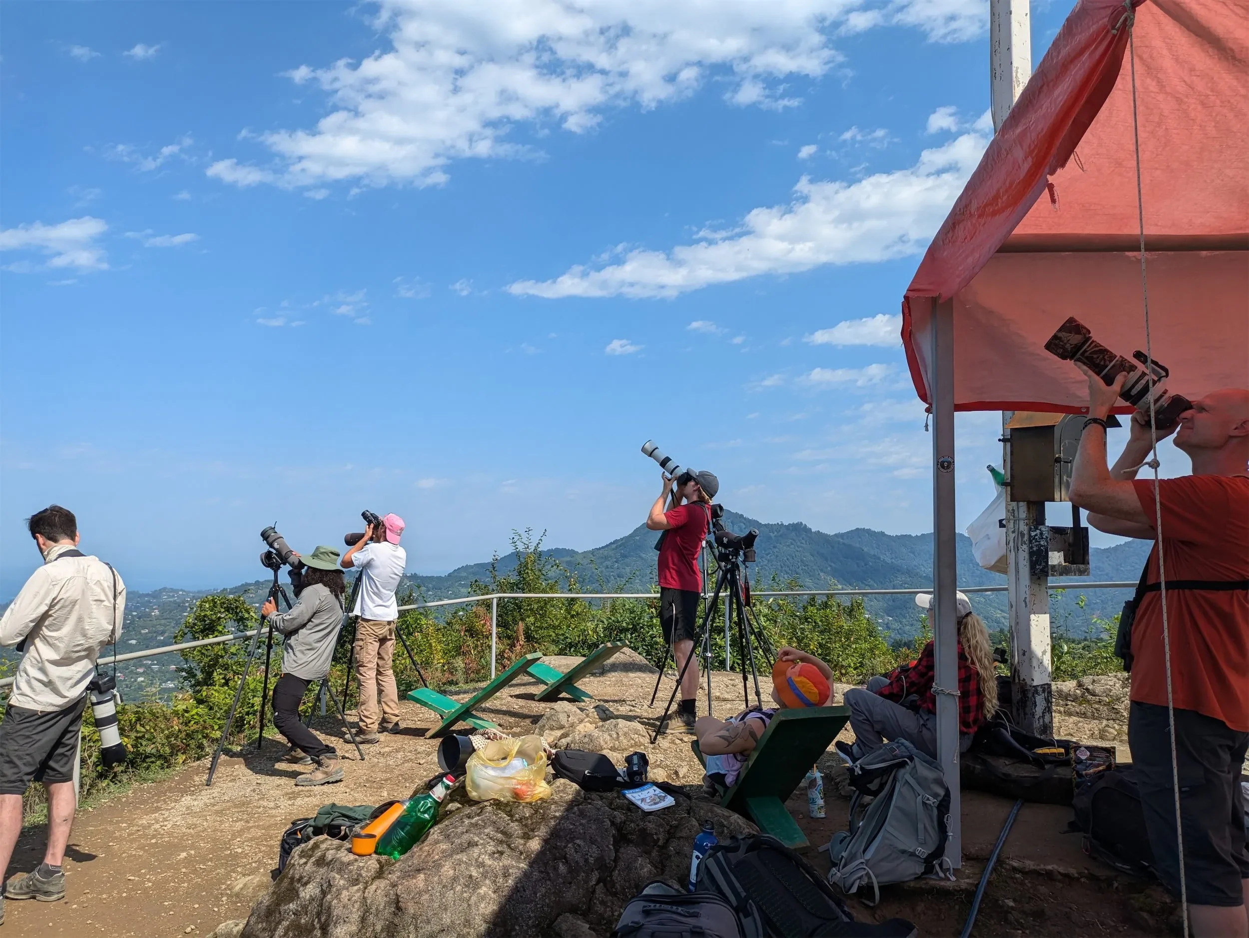 Behind-the-scenes photo from the 2024 Batumi Raptor Count autumn season