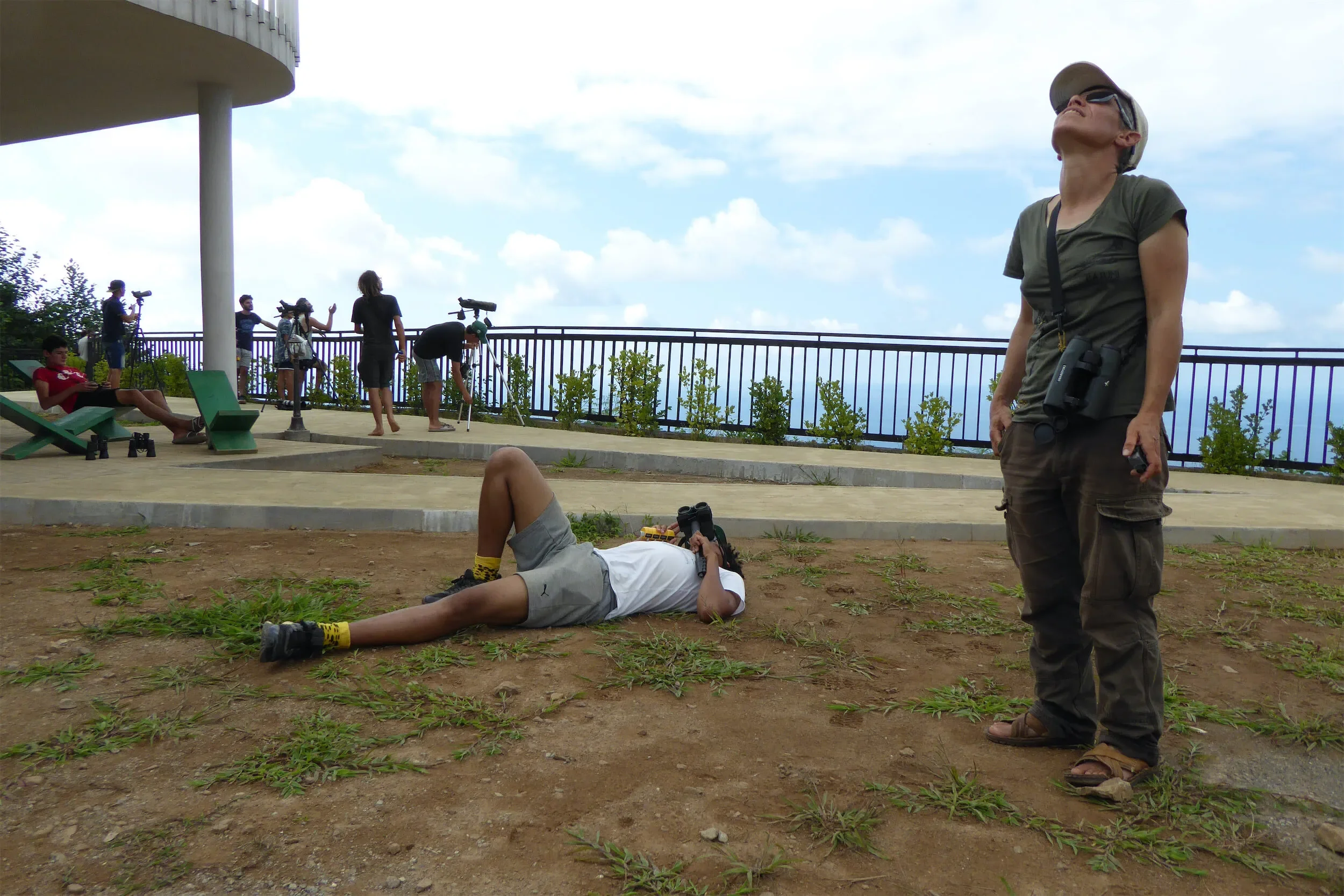 Behind-the-scenes photo from the 2019 Batumi Raptor Count autumn season