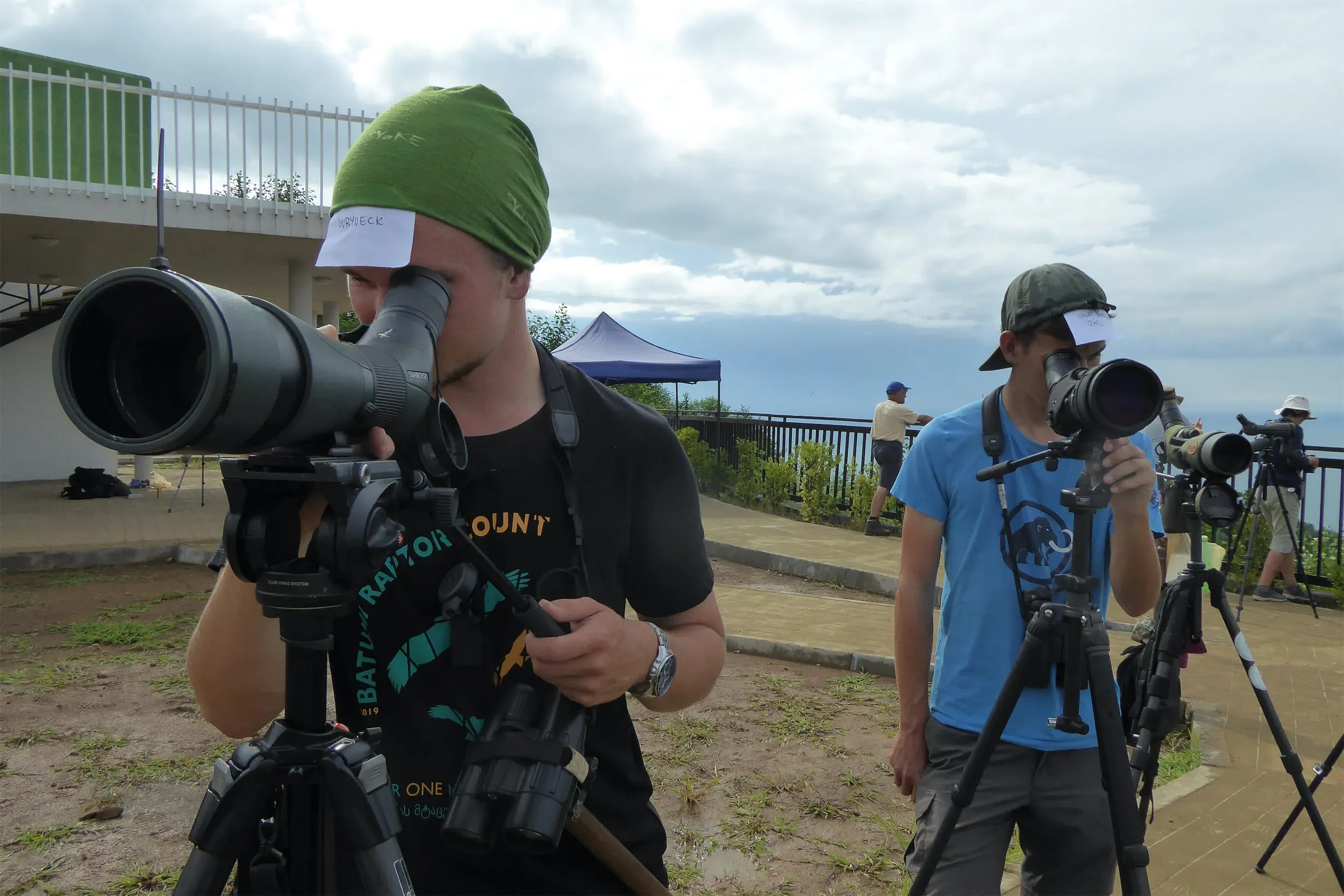 Behind-the-scenes photo from the 2019 Batumi Raptor Count autumn season