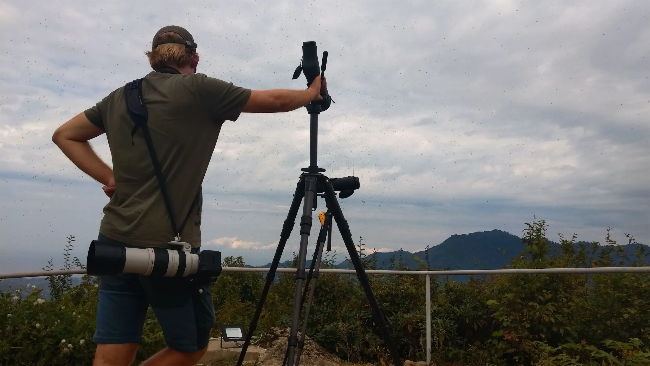 Behind-the-scenes photo from the 2019 Batumi Raptor Count autumn season