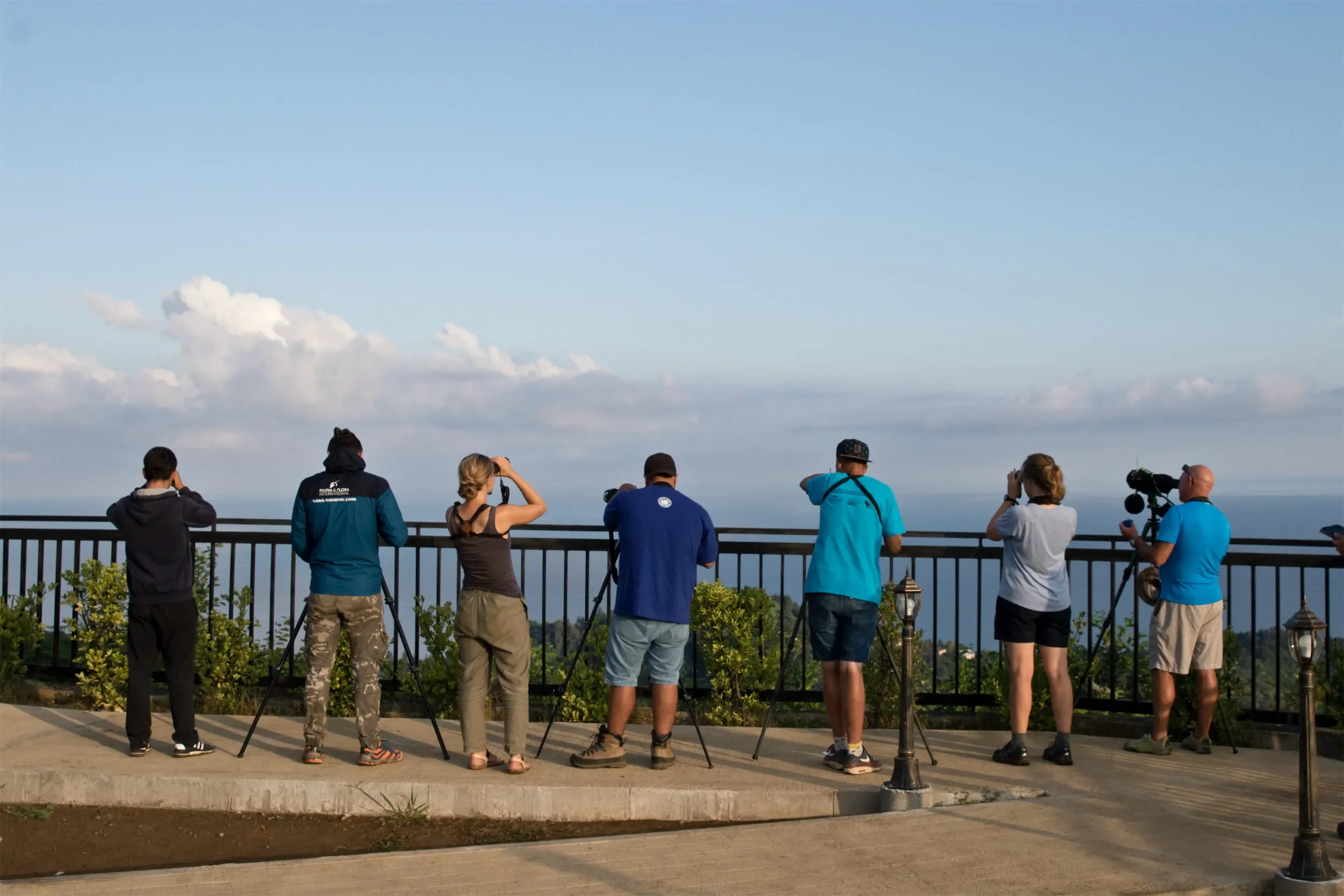 Behind-the-scenes photo from the 2019 Batumi Raptor Count autumn season