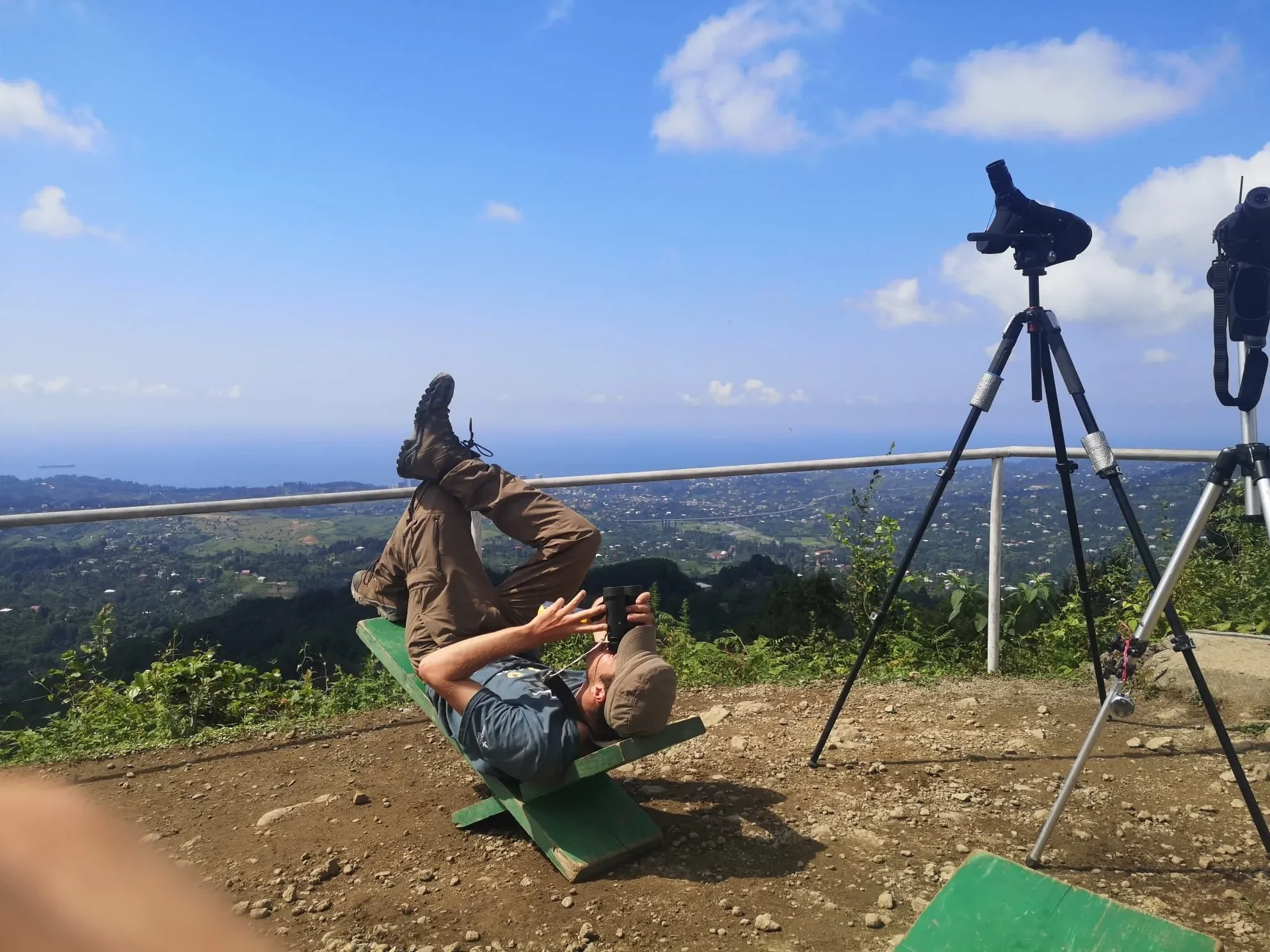 Behind-the-scenes photo from the 2023 Batumi Raptor Count autumn season