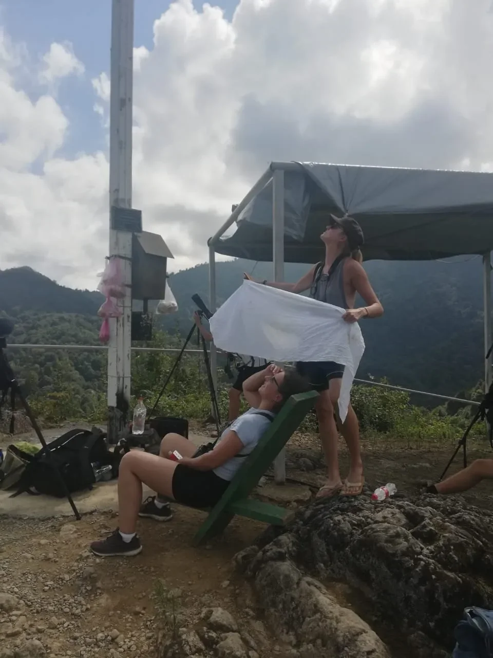 Behind-the-scenes photo from the 2023 Batumi Raptor Count autumn season