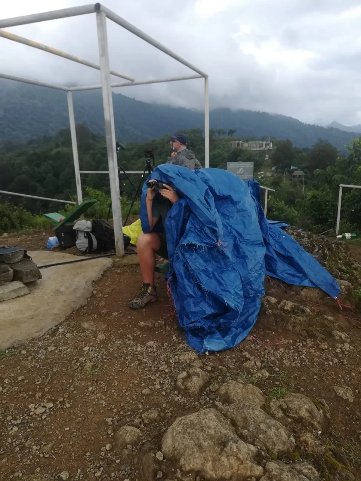 Behind-the-scenes photo from the 2023 Batumi Raptor Count autumn season