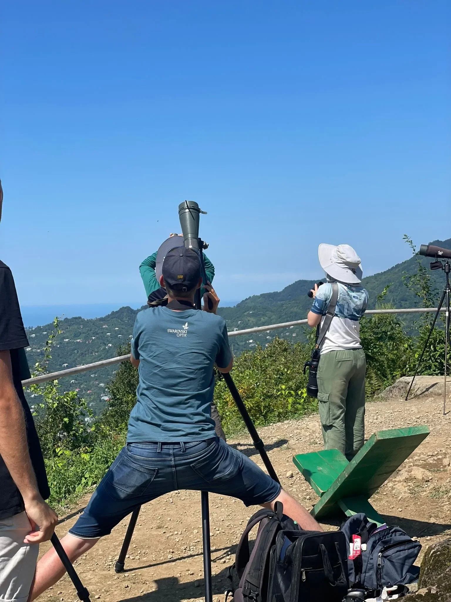 Behind-the-scenes photo from the 2023 Batumi Raptor Count autumn season