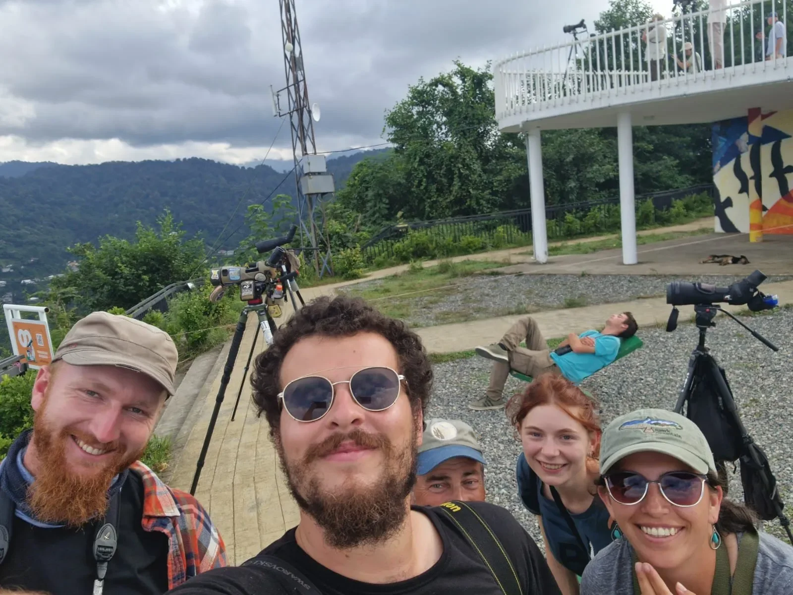 Behind-the-scenes photo from the 2023 Batumi Raptor Count autumn season