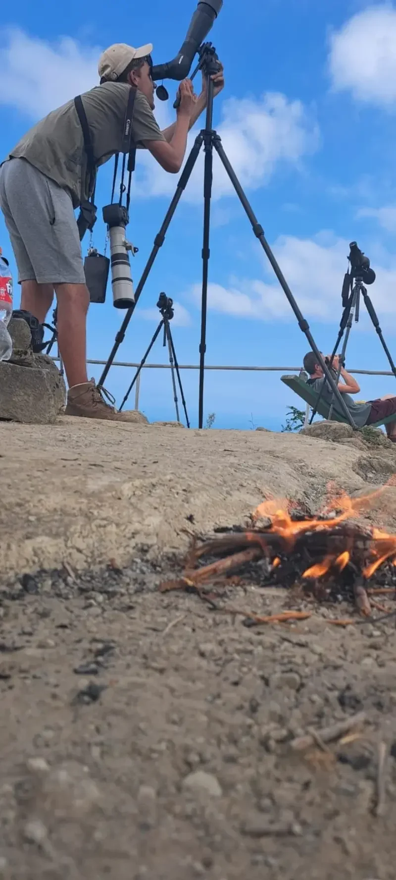 Behind-the-scenes photo from the 2023 Batumi Raptor Count autumn season