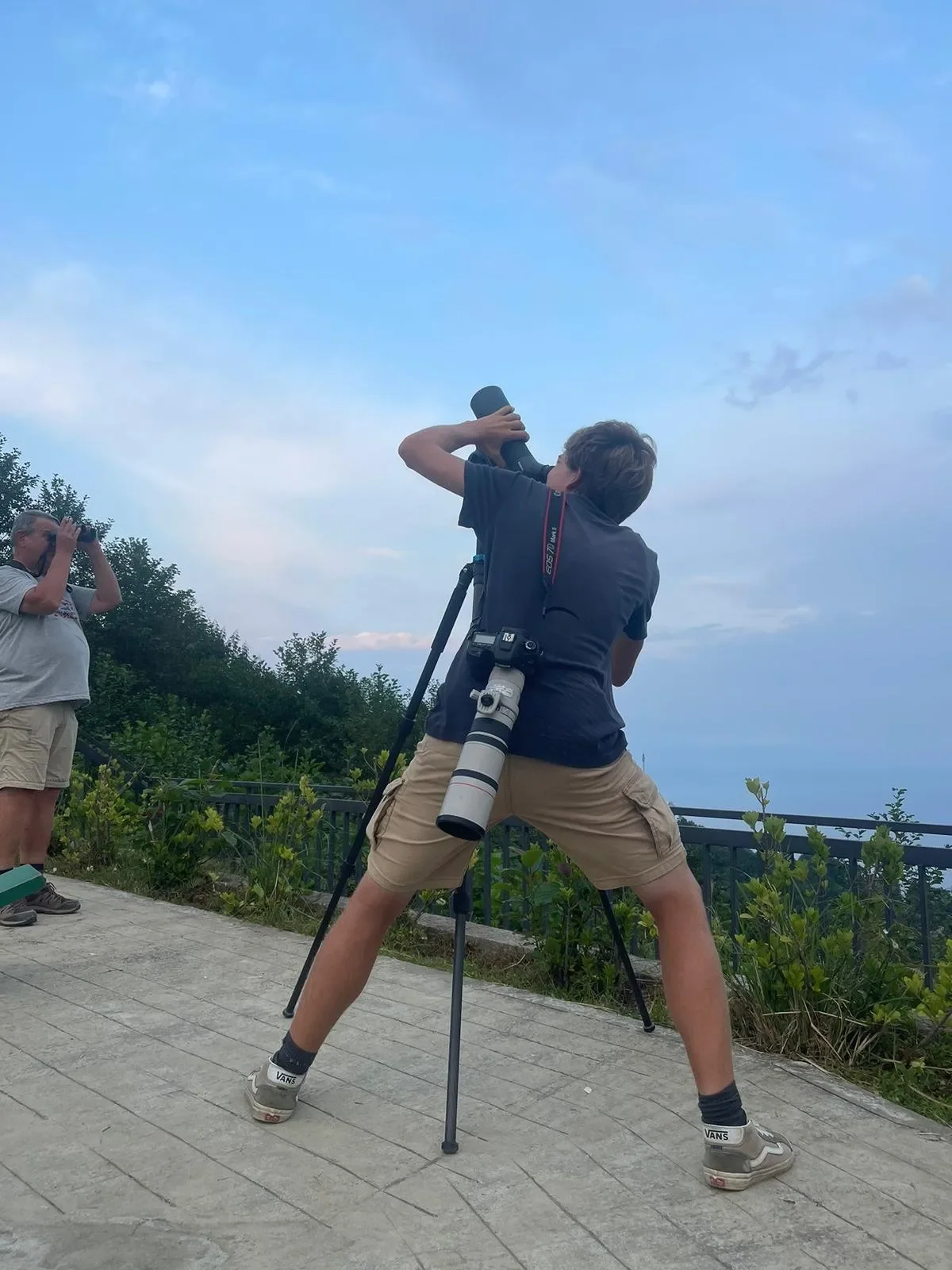 Behind-the-scenes photo from the 2023 Batumi Raptor Count autumn season