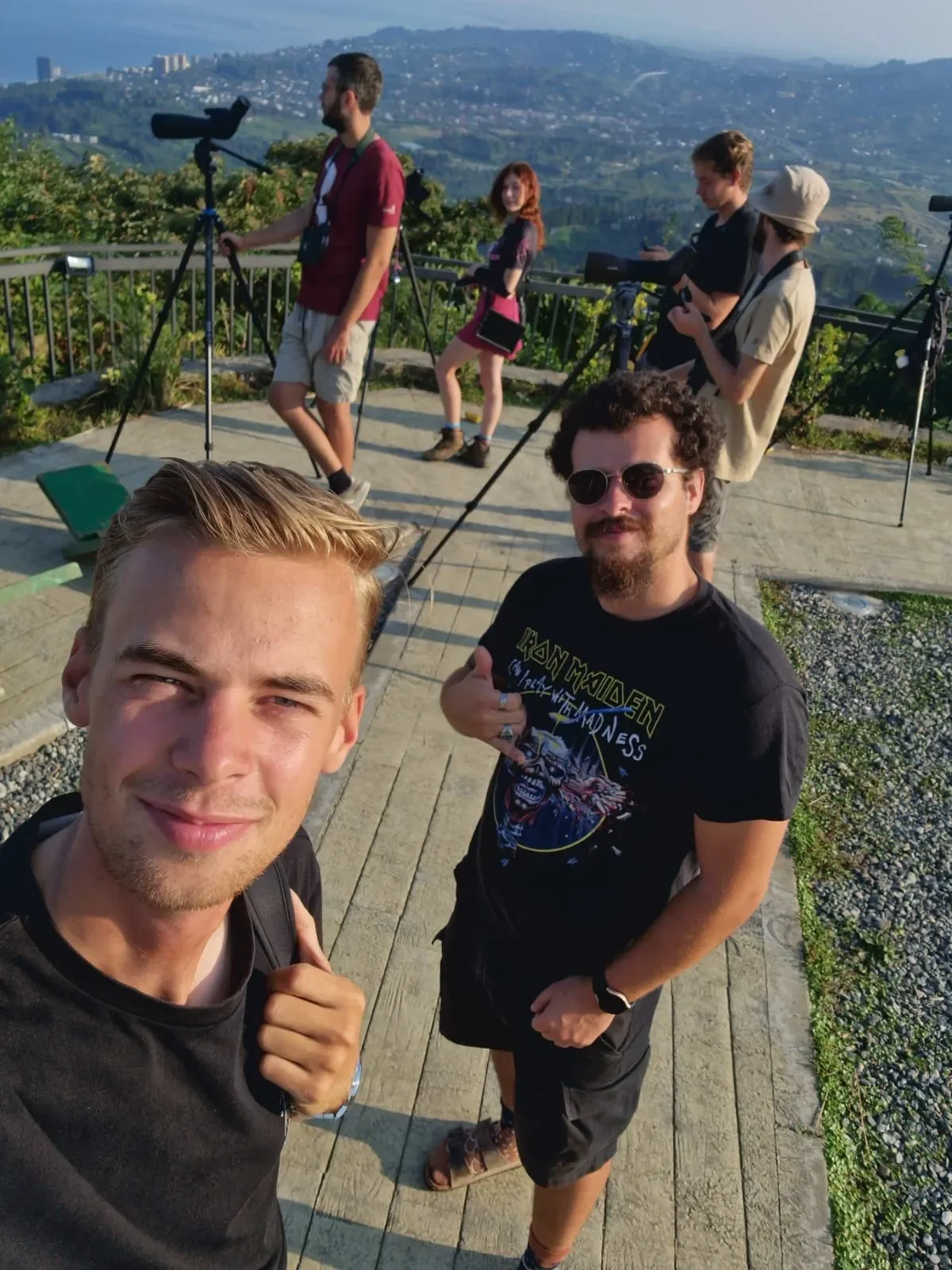 Behind-the-scenes photo from the 2023 Batumi Raptor Count autumn season