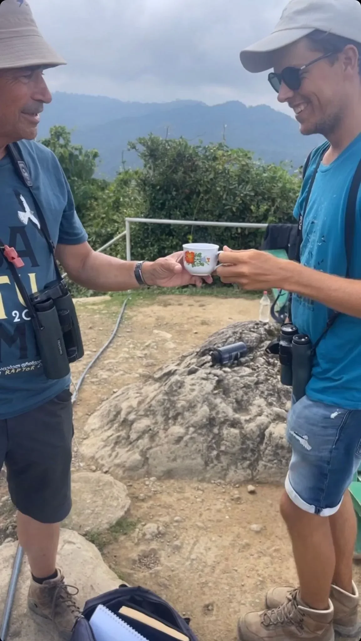 Behind-the-scenes photo from the 2023 Batumi Raptor Count autumn season