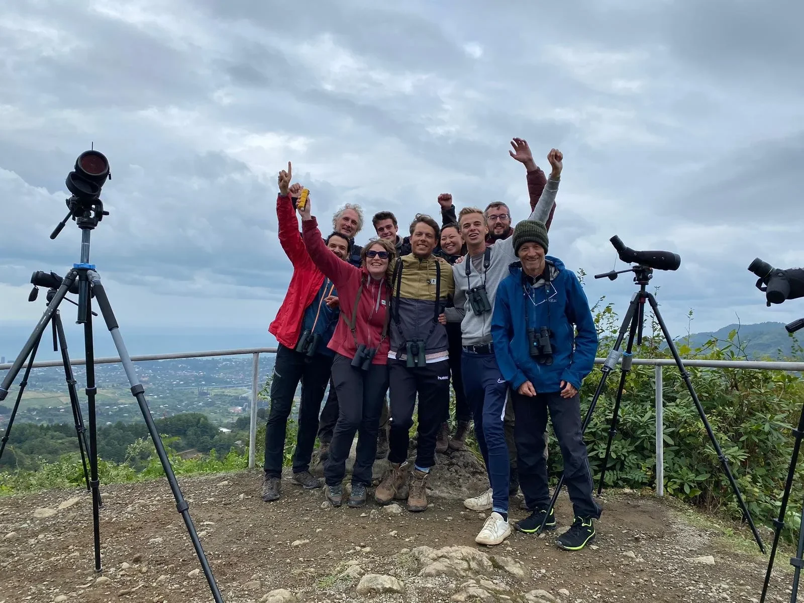 Behind-the-scenes photo from the 2023 Batumi Raptor Count autumn season