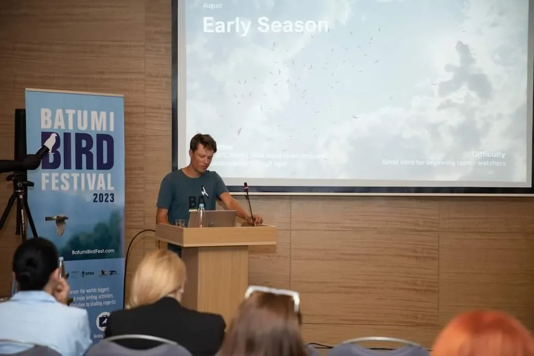 Behind-the-scenes photo from the 2023 Batumi Raptor Count autumn season