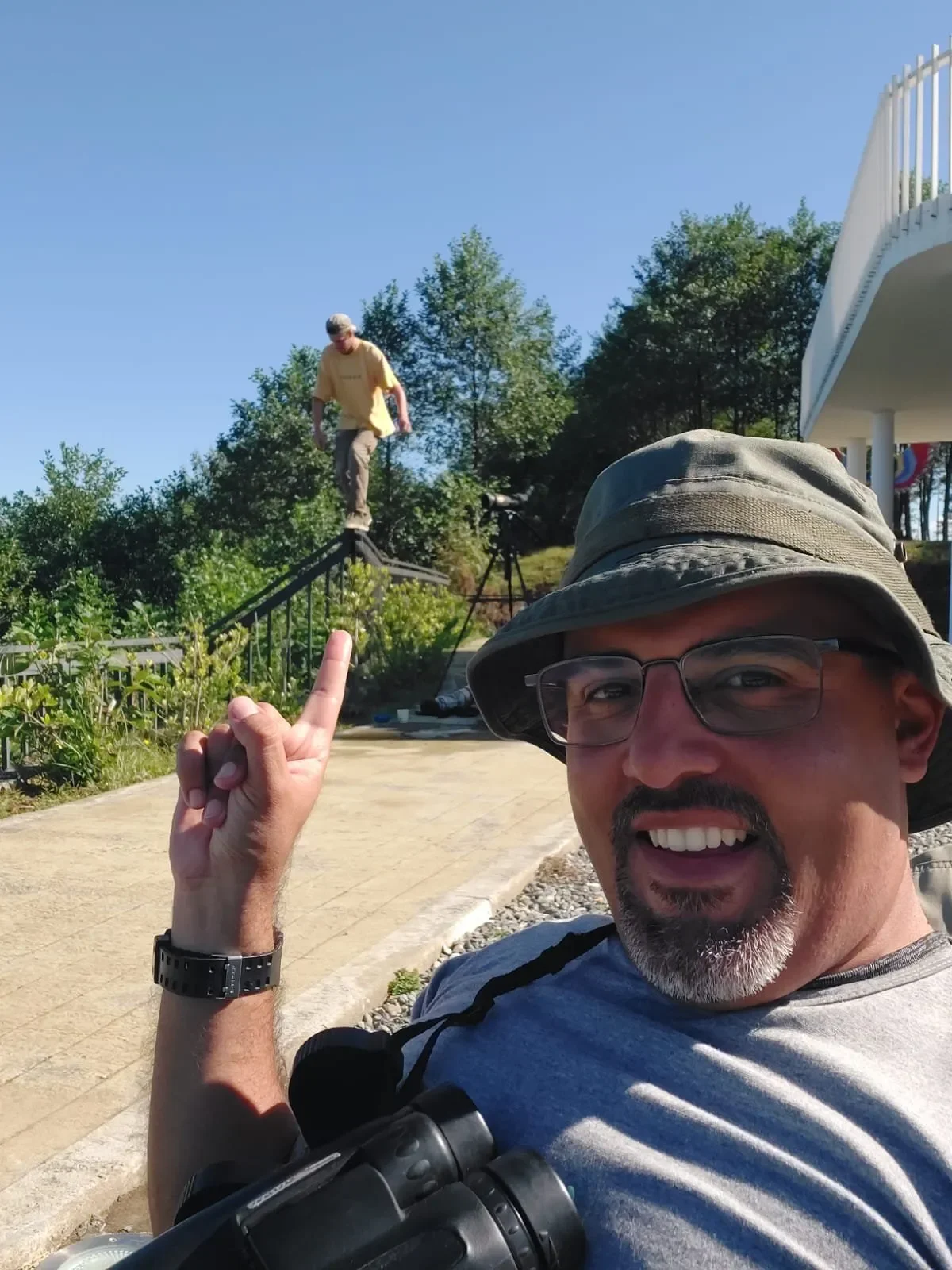 Behind-the-scenes photo from the 2023 Batumi Raptor Count autumn season