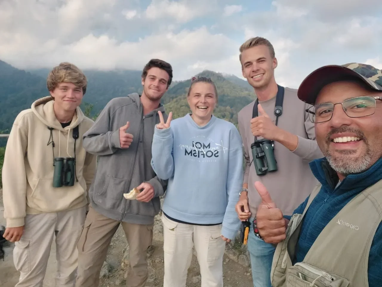 Behind-the-scenes photo from the 2023 Batumi Raptor Count autumn season