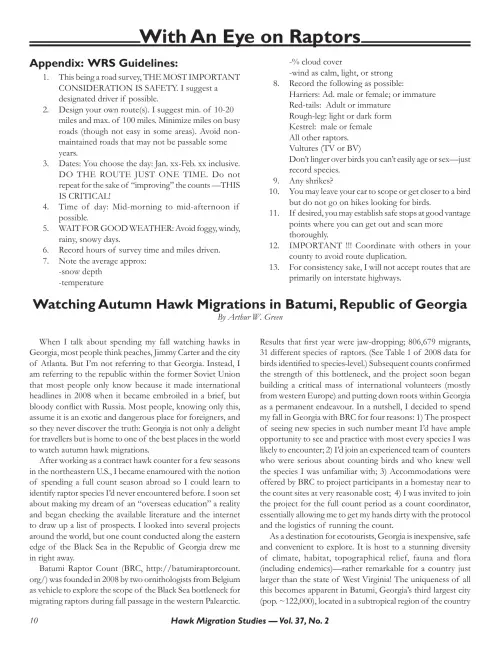 First page of “Watching Autumn Hawk Migrations in Batumi, Republic of Georgia”