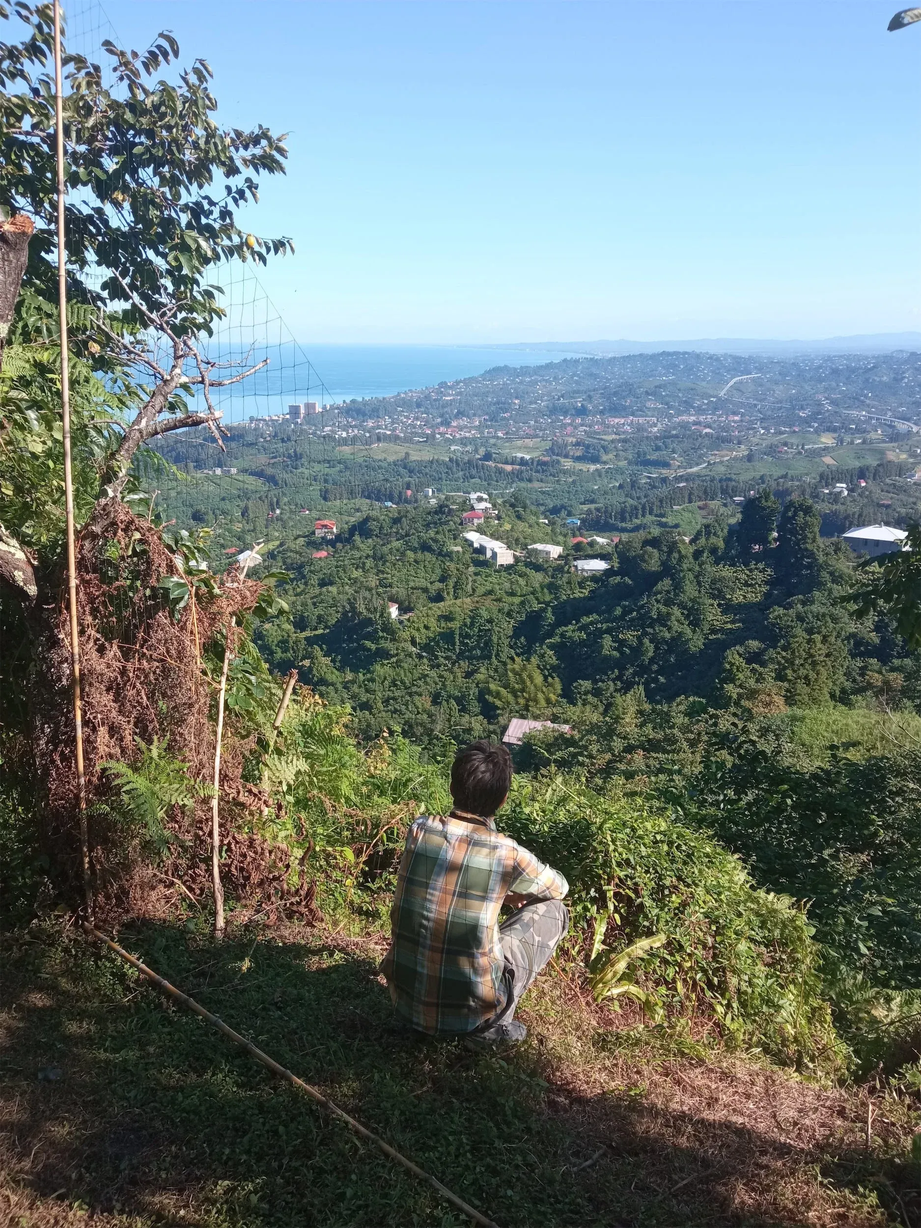 Young falconer waiting for Levant Sparrowhawks to arrive