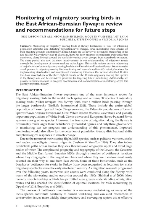 First page of “Monitoring of migratory soaring birds in the East African-Eurasian flyway: a review and recommendations for future steps”