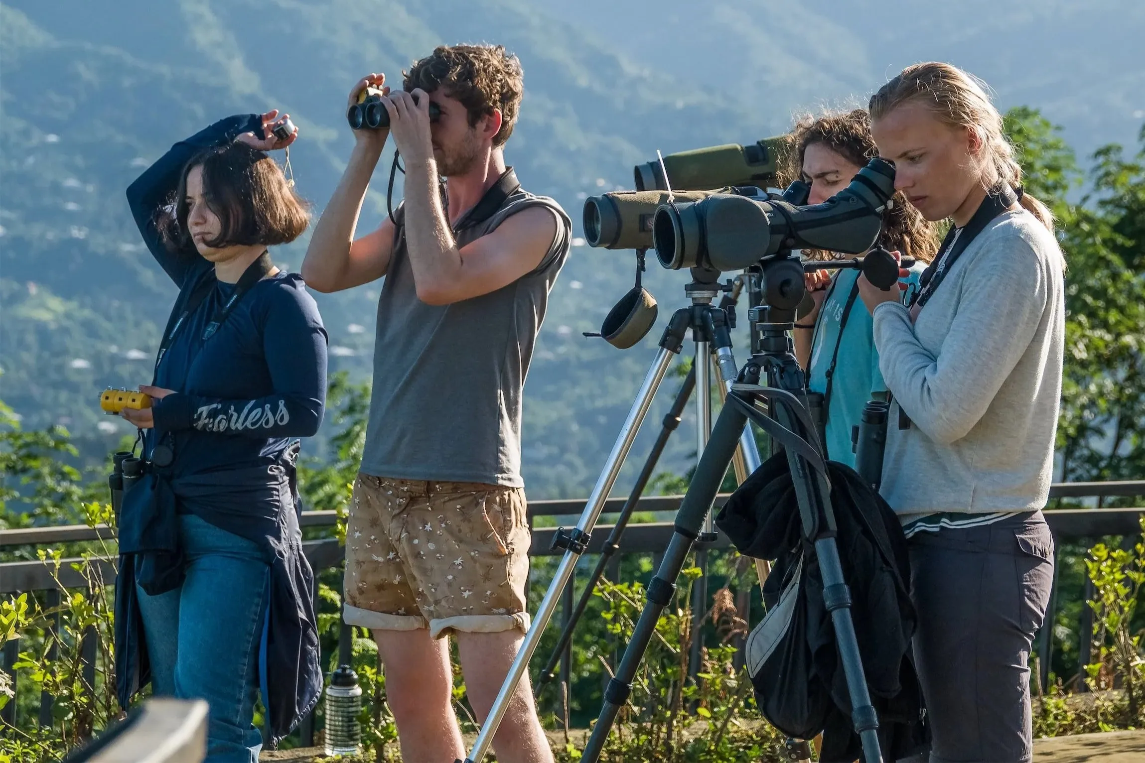 Counters and visitors gathered at a Batumi Raptor Count watch site