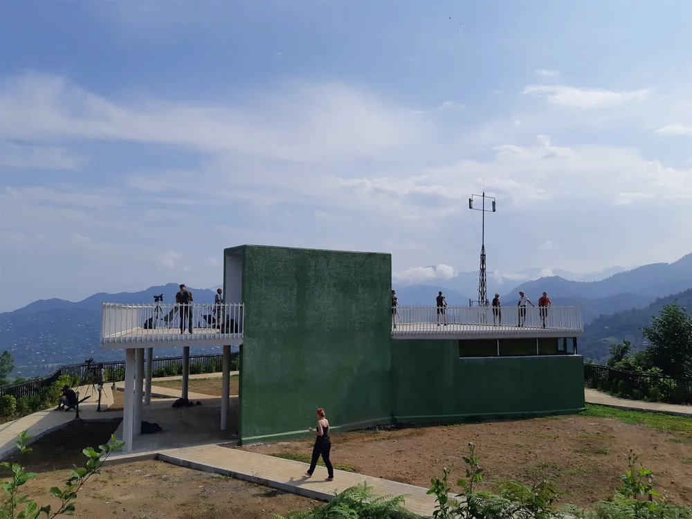 The Sakhalvasho watch site overlooking the forested hills of the Batumi bottleneck